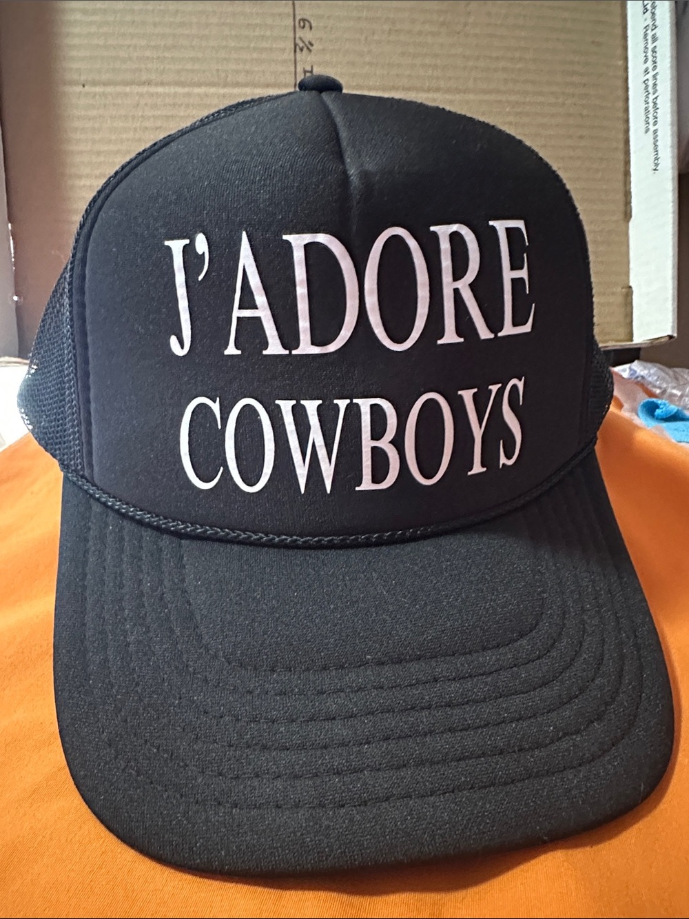 OTTO Black Trucker Hat with Pink Lettering - J'ADORE COWBOYS